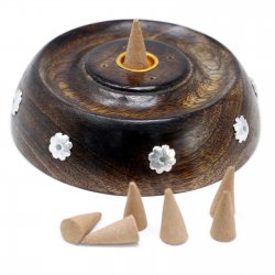 Incense Holder, Round Mango Wood