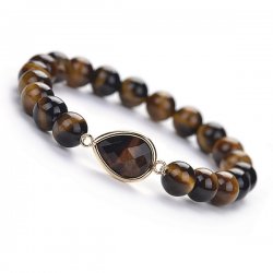 Tiger Eye Bracelet Round with Link