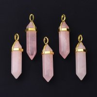 Rose quartz, Pendant Bullet Gold