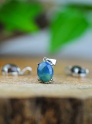 Opal, Black Pendant with Sterling Silver EQ