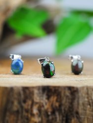 Opal, Black Pendant with Sterling Silver EQ