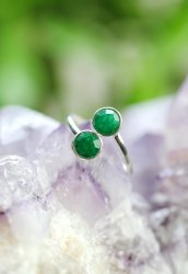 Smaragd, Ring i Sterling Silver två stenar