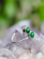 Smaragd, Ring i Sterling Silver två stenar