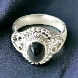 Onyx, Black Ring in Sterling Silver