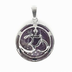 Amethyst, Pendant Round Aum