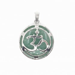 Aventurine, Green Pendant Round Aum