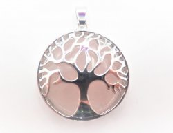Rose quartz, Pendant Tree of Life Round
