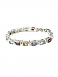 Bracelet, Gemstones Mix in Sterling Silver