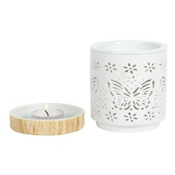 Oil Burner, White Butterfly