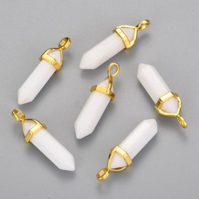 Jade, White Pendant Bullet Gold