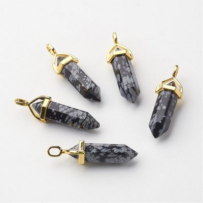 Obsidian, Snowflake Pendant Bullet Gold