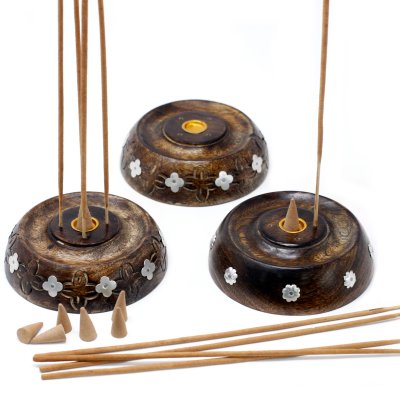 Incense Holder, Round Mango Wood