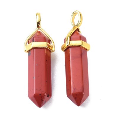 Jaspis, Röd Hänge Bullet Guld