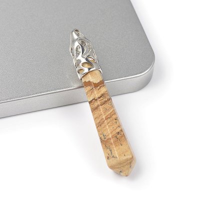 Jasper, Landscape Crystal Pendant Long