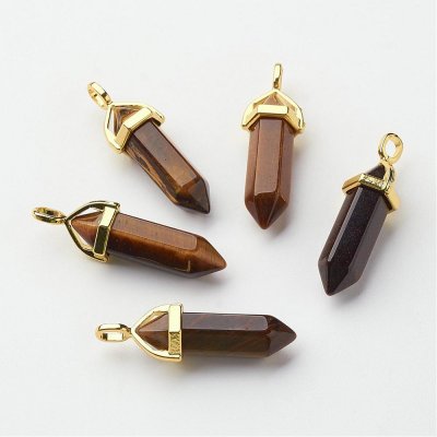 Tiger eye, Pendant Bullet Gold