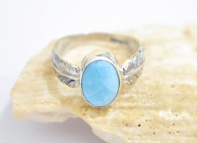 Larimar, Ring Fjäder Sterling Silver