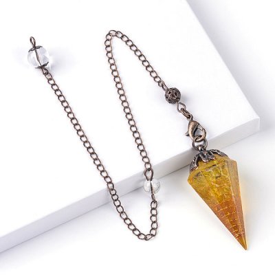 Citrine, Burnt Pendulum Orgonite Flower