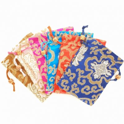 Satin pouch, Brocade Lotus