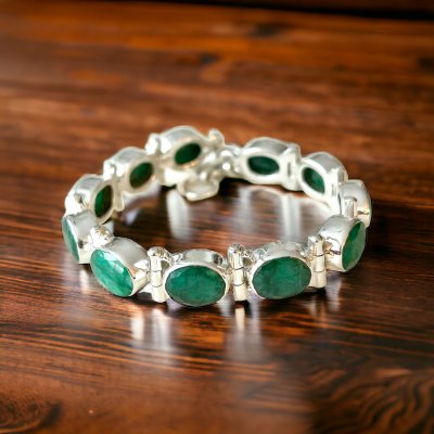 Smaragd, Armband Sterling Silver