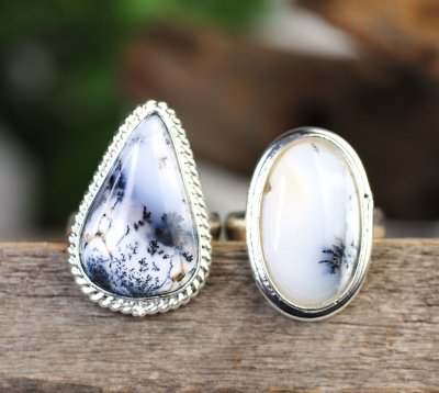 Opal, Dendritic Ring with silver plating