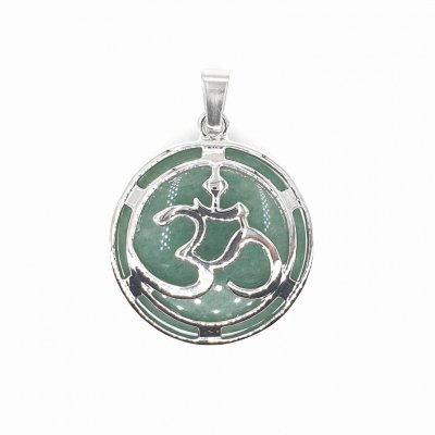 Aventurine, Green Pendant Round Aum