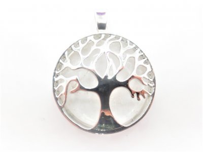 Rock Crystal, Pendant Tree of Life Round
