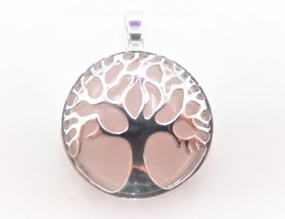 Rose quartz, Pendant Tree of Life Round