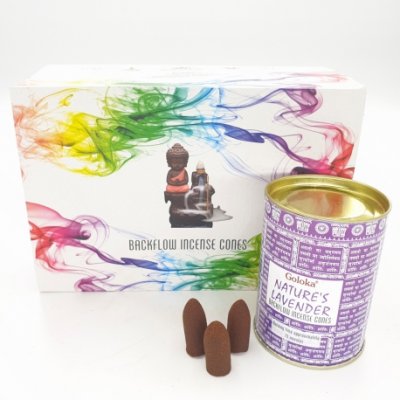 Incense Cones, Backflow Goloka Lavender Can