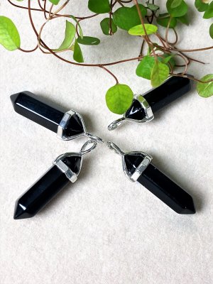 Obsidian, Svart Hänge Bullet Silver