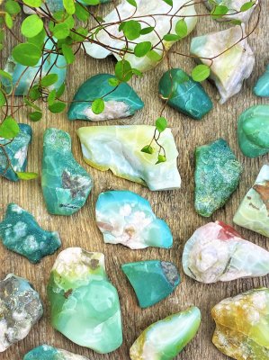 Agate, Green Flower Half Polished