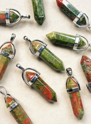 Unakite, Pendant Bullet Silver
