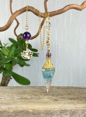 Aquamarine, Pendulum Orgonite Gold