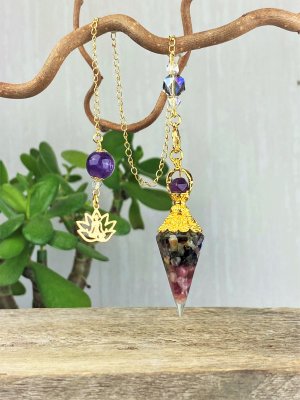Tourmaline, Multi Pendulum Orgonite Gold