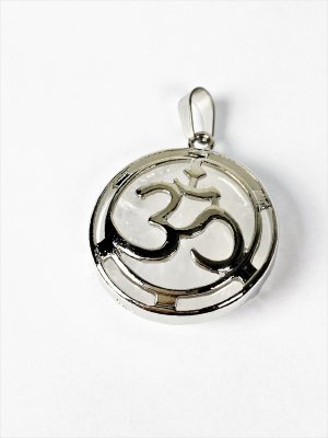 Rock Crystal, Pendant Round Aum