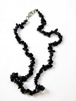 Obsidian, Svart Halsband Chips Kort