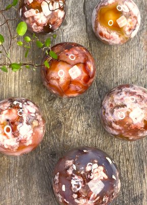 Agate, Red Flower Sphere