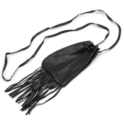 Medicine bag, Black Leather