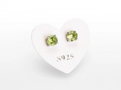 Peridote, Earrings Stud Sterling silver