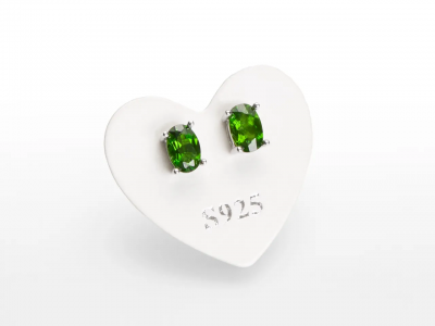 Diopside, Earrings Sterling Silver Studs