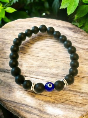 Onyx, Svart Armband Rund Onda Ögat
