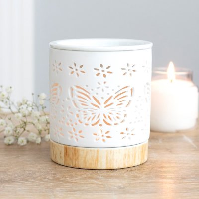 Oil Burner, White Butterfly