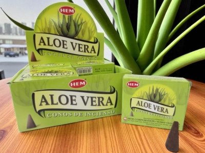 Incense Cones, HEM Aloe Vera Box