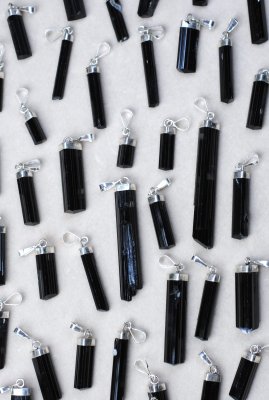 Tourmaline, Black Pendant with Sterling Silver